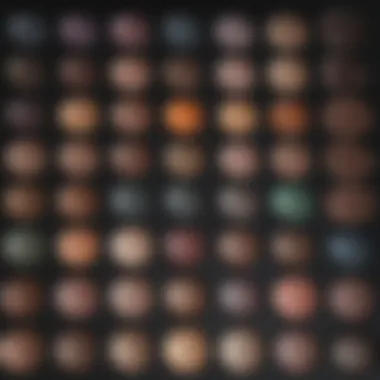 Swatches of different eyeshadow formulations on skin.