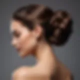 Elegant chignon hairstyle displayed in a sophisticated setting