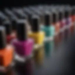 A vibrant array of nail polish bottles showcasing various colors