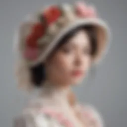 Elegant anime silk bonnet with floral embroidery