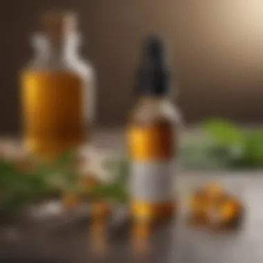 Natural Ingredients for Anti-Aging Close-up of a dropper bottle of face oil with natural ingredients in the background