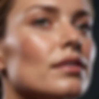 Close-up of skin undergoing laser treatment for wrinkles