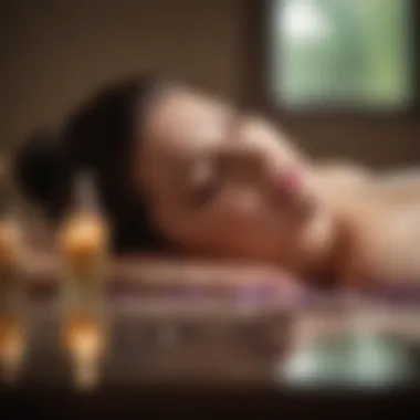 Aromatic Bliss for Massage Therapy A serene setting with aromatic essential oils and massage tools