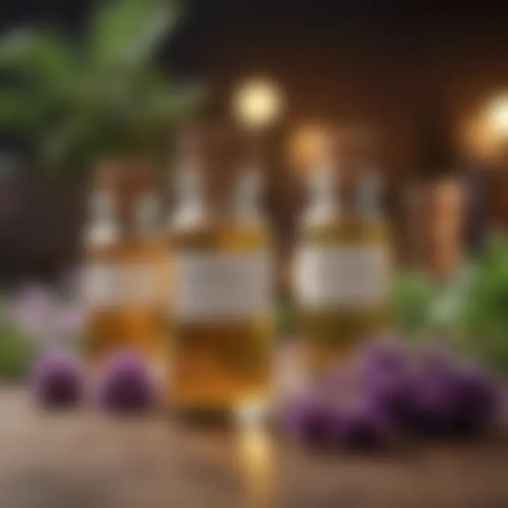 A selection of oils with herbs and flowers for holistic benefits