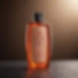 A luxurious shampoo bottle surrounded by smooth, flowing hair