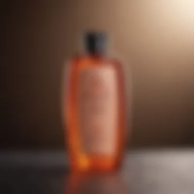 A luxurious shampoo bottle surrounded by smooth, flowing hair