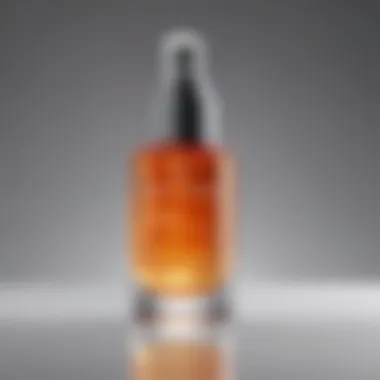 Close-up of a vibrant serum bottle highlighting key anti-aging ingredients.