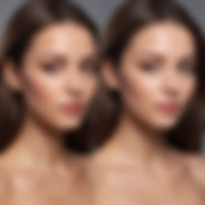 Before and after comparison of keratin treatment effects