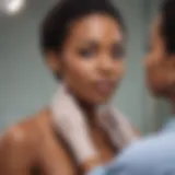 Beautiful black woman dermatologist examining a patient's skin