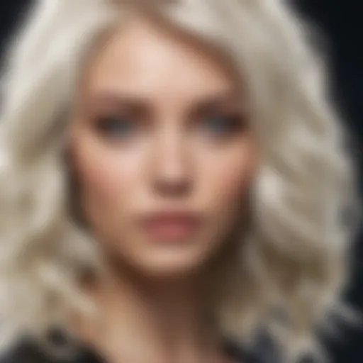 Woman with bleached platinum hair styled in loose waves