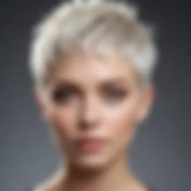 Bleached platinum hair in a textured pixie cut