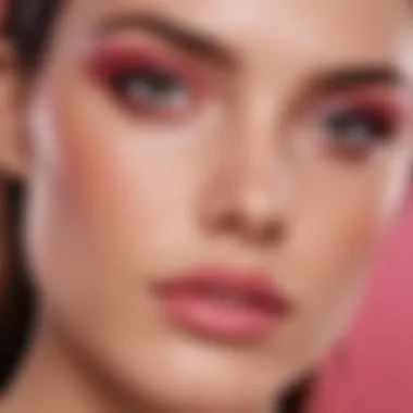 Stylish woman showcasing a bold look with shimmery pink eyeshadow