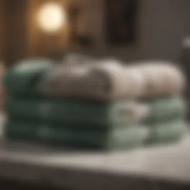 Eco-Friendly Bath Towels An array of eco-friendly bath towels made from sustainable materials, representing a blend of style and responsibility.