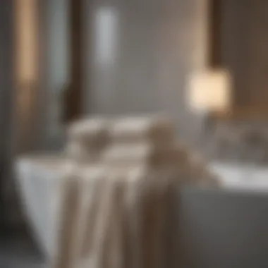 Luxurious Bath Towel Set Luxurious bath towel set displayed in a stylish bathroom setting, emphasizing elegance and comfort.