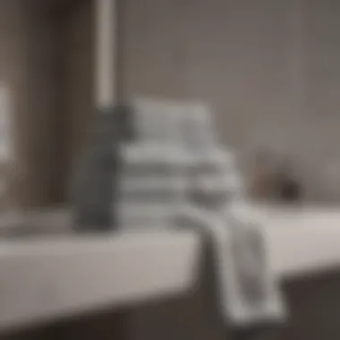 Artfully Arranged Towels in Modern Interior Artfully arranged bath towels in a modern bathroom, highlighting their role in enhancing interior design.