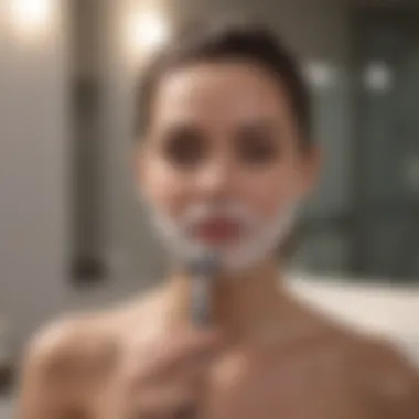 Shaving Routine in Harmony A serene bathroom setting showcasing a shaving routine.