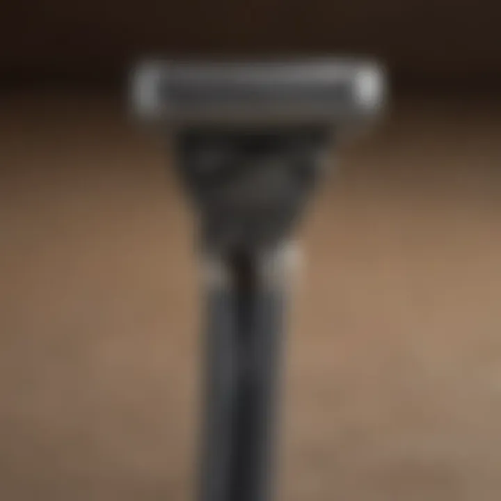 Close-up of a razor demonstrating its features and design.