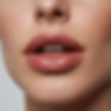 Application of Clinique Twilight Nude Lipstick on a model's lips