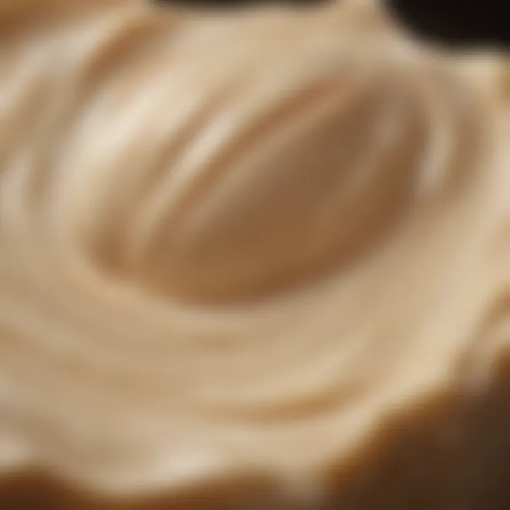 Close-up of cocoa butter texture showing its creamy consistency