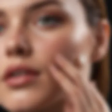 A close-up of a person applying a skincare product