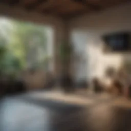 A minimalistic home gym setup featuring essential workout equipment
