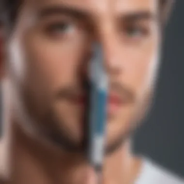 User-friendly interface of an electric nose hair trimmer displayed with intuitive buttons