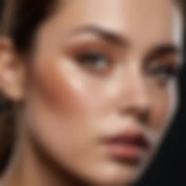 A close-up of an expert applying contour makeup with precision.