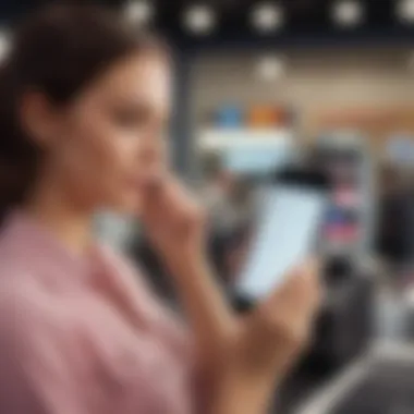 Female hand dialing a customer service number on a modern smartphone