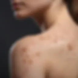 Close-up of cystic acne on shoulders