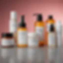 A close-up view of Deciem skincare products arranged elegantly