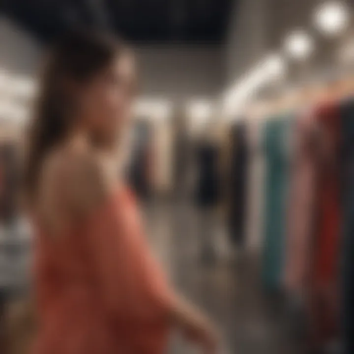 Fashionable shopper browsing through dress selections