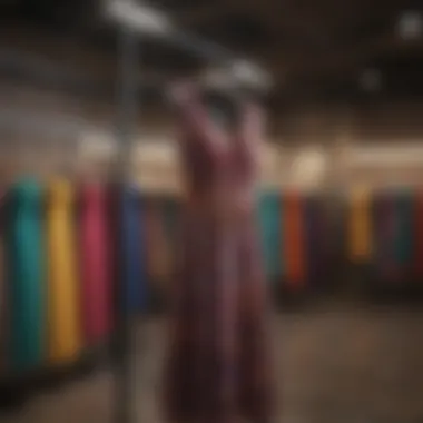 Assortment of vibrant dresses displayed on racks