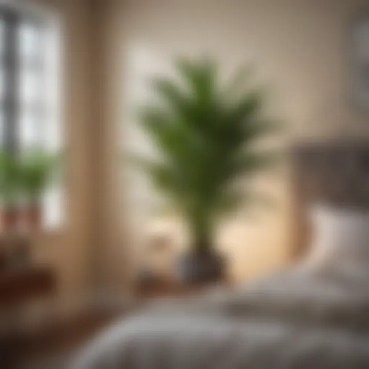 Dramatic Dracaena plant in cozy bedroom corner