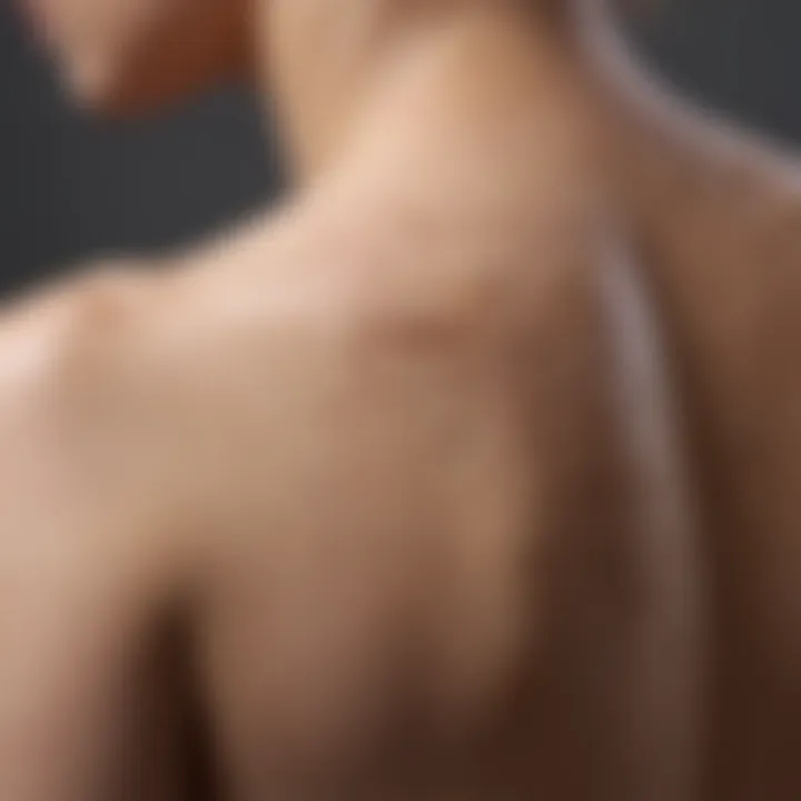 Close-up of cystic back acne