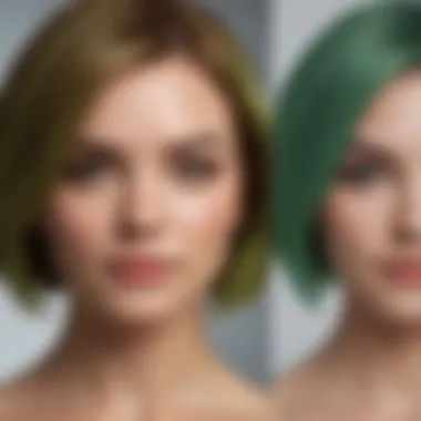 Before and after comparison of hair color correction results