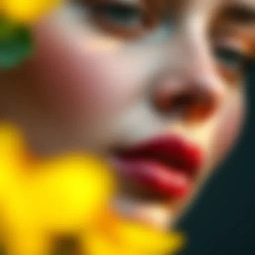 Close-up view of cheek pigmentation
