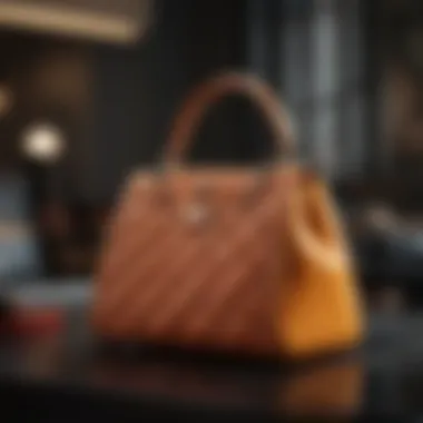 Elegance Redefined Iconic Fendi leather handbag displayed in a prestigious environment
