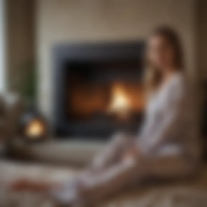 Elegant pajamas by a crackling fireplace