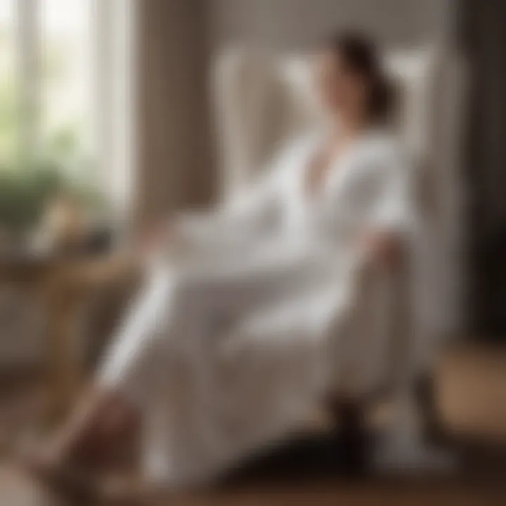 Elegant white company robe draped over a luxurious chair