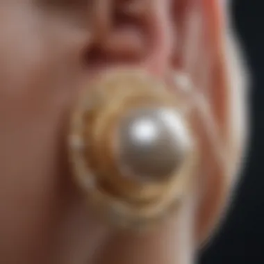 Sophisticated pearl and gold ear gauge