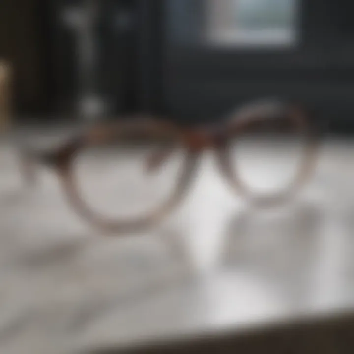 Elegant glasses on a marble surface