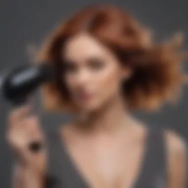 Demonstration of a hair brush blow dryer in action on short hair, highlighting effective styling techniques.