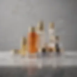 An array of Estee Lauder skincare products elegantly displayed on a marble countertop.