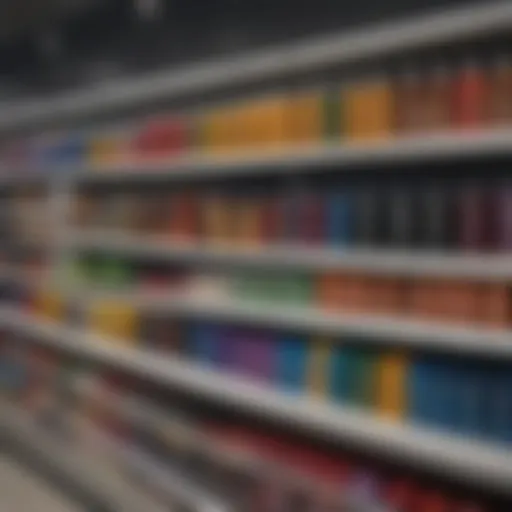 Diverse range of hair dye options on a Walmart shelf