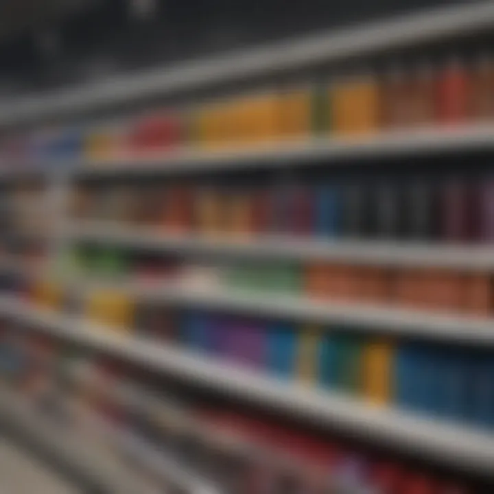 Diverse range of hair dye options on a Walmart shelf