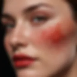 Close-up of a red rash on facial skin