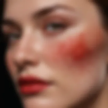 Red Rash on Facial Skin Close-up of a red rash on facial skin