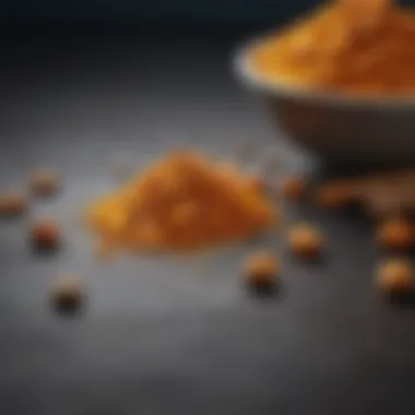 The Essence of Curcumin from Turmeric Root Natural turmeric root with highlighted curcumin content
