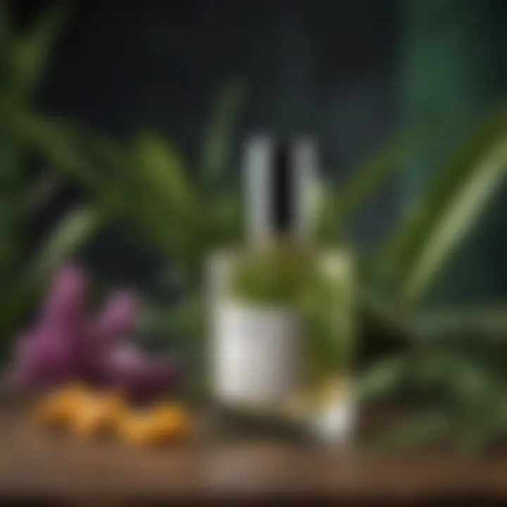 Close-up of exotic botanical ingredients in a skincare product