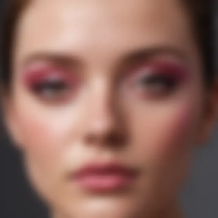 Close-up of expertly applied shimmery pink eyeshadow on eyelids